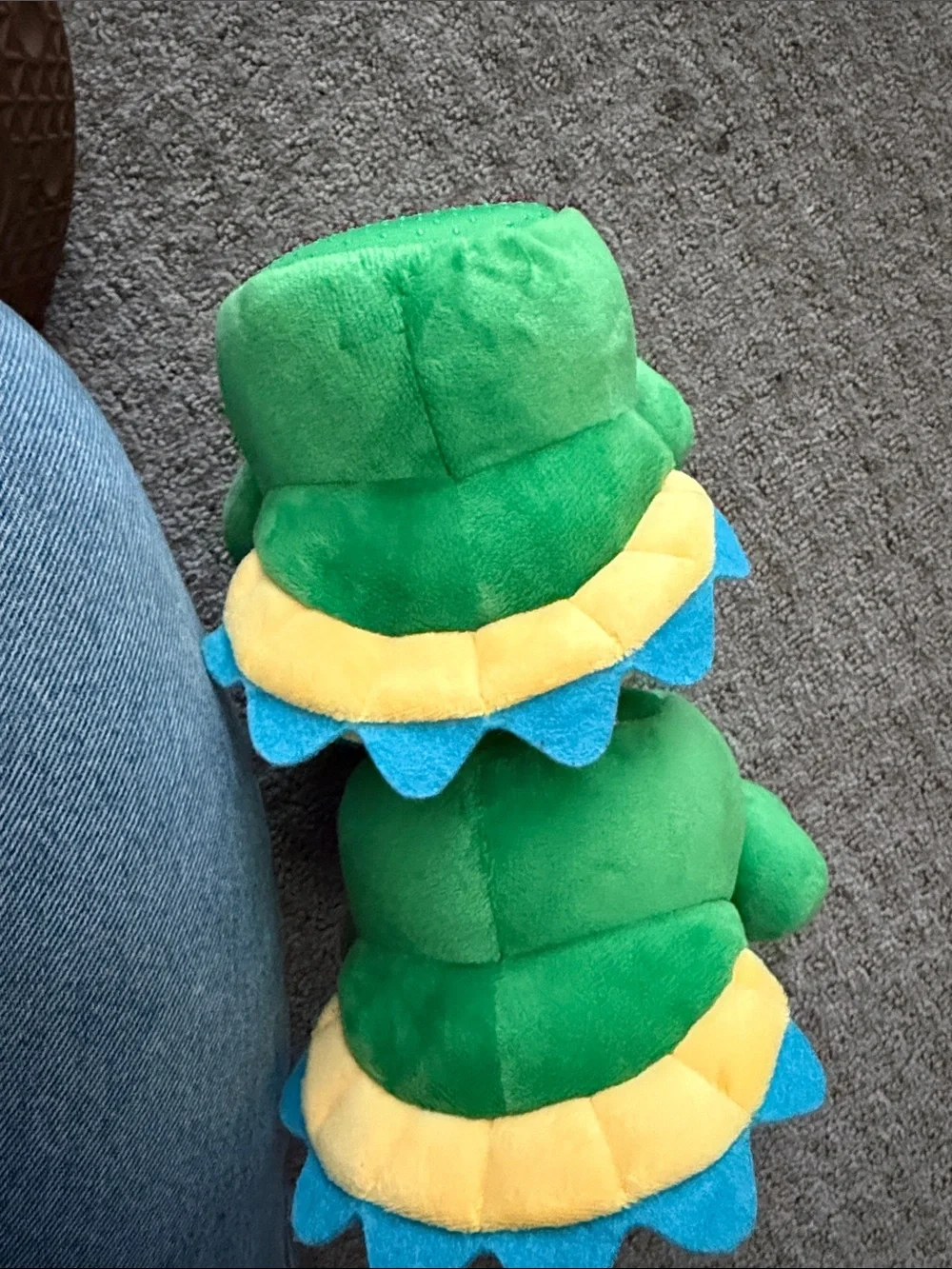 wonder nation Green Dinosaur Plush Kids Slippers with Blue & Yellow Accents